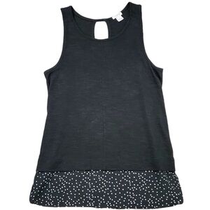 J. Crew Knit Black Sleeveless Polka Dot Keyhole Blouse Top XS